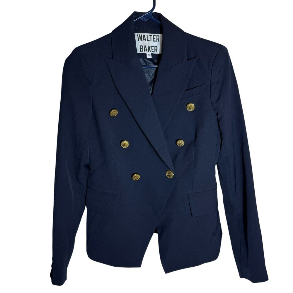 Walter Baker Navy Double-Breasted Blazer – Size XS